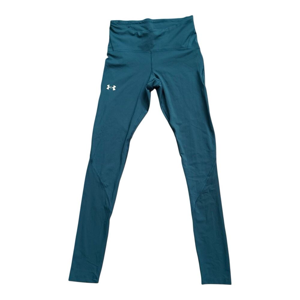 Under Armour Compression Leggings Womens Medium Teal Running Workout Mid Rise